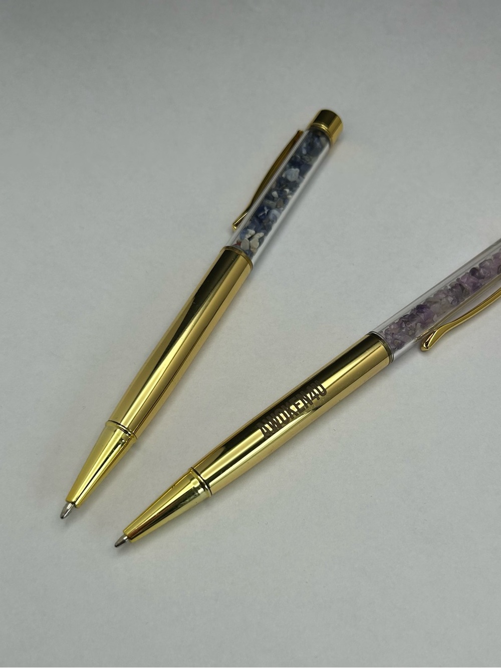 awoken4u gold tone ballpoint pens with clear barrel with stones chips eat of 2